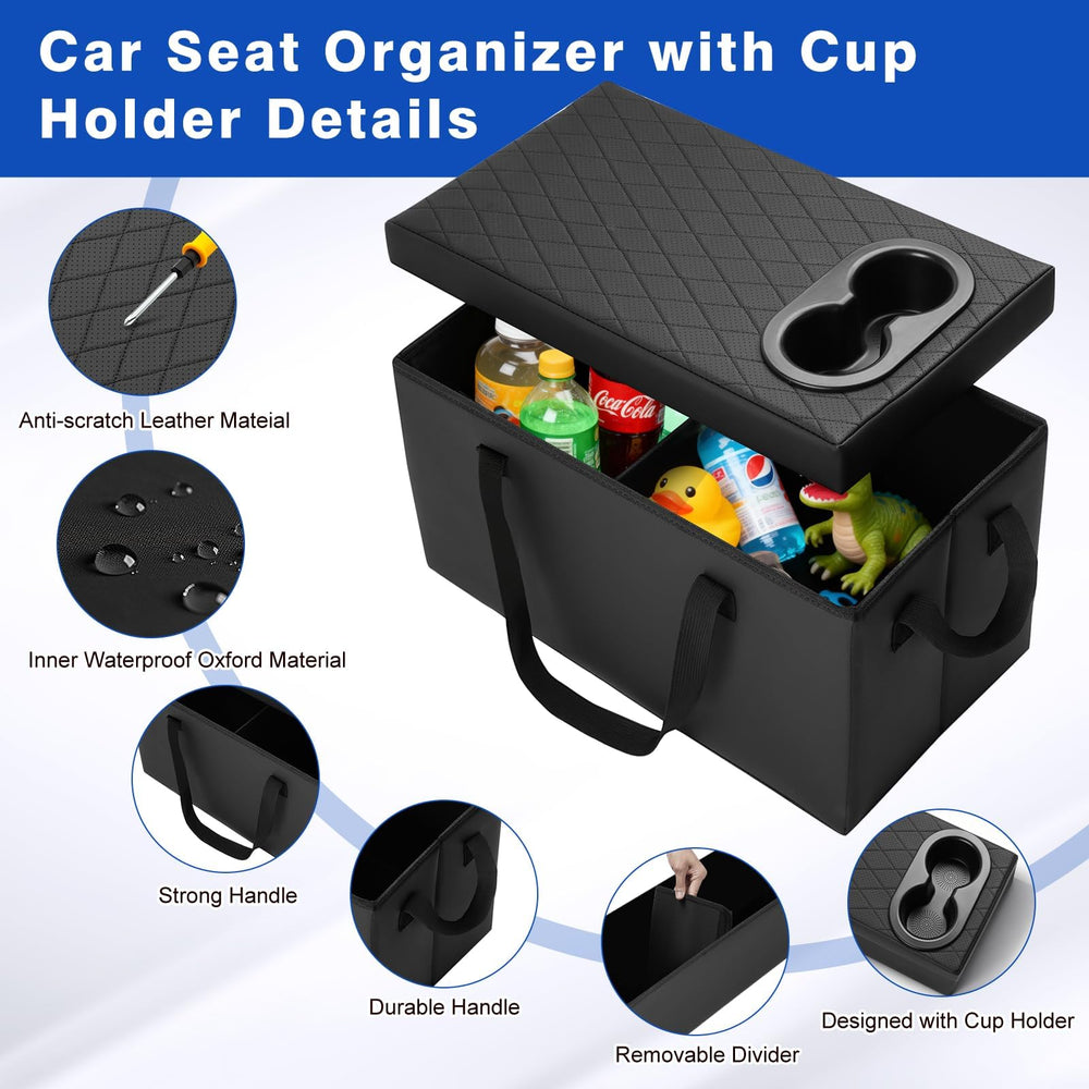 Shademax premium leather backseat organizer with diamond stitching for a refined interior