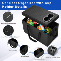 Shademax premium leather backseat organizer with diamond stitching for a refined interior