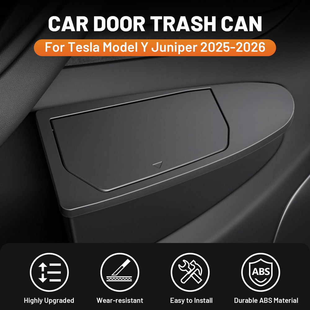 Shademax Tesla Model Y Juniper right-side trash can boosts convenience and quick access.