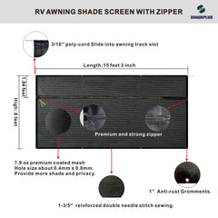SHADEPLUS durable mesh fabric provides sun protection and privacy.