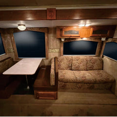 SHADEPLUS RV pleated shade compatible with multiple RV window sizes and configurations.