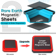 SHALL blue square tray with magnetic base holds bolts securely for assembly tasks.