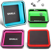 SHALL red collapsible magnetic tray keeps screws organized during quick repairs.
