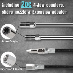 Shall mini grease gun kit 4jaw couplers improve attachment versatility