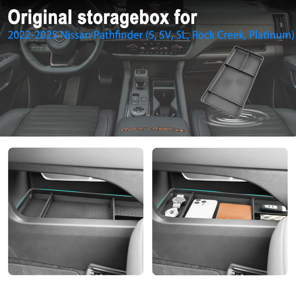 SHAOHAO easy installation for Pathfinder center console tray—no tools required.