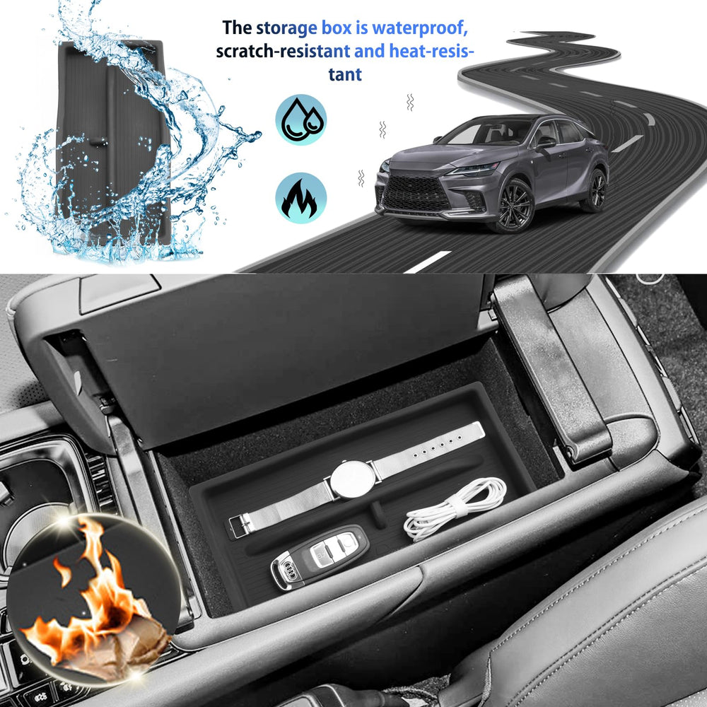 SHAOHAO Lexus RX center console tray tilted design for easy access to coins and cards.