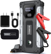 Sharmeal 6000A jump starter front view shows compact portability for roadside starts.