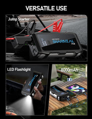 Sharmeal Jump Starter 5000A LED flashlight modes for night roadside tasks