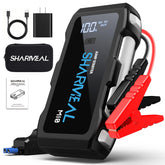 Sharmeal Jump Starter 6000A front view with cables ready for use.