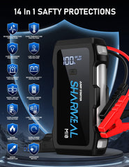Sharmeal Jump Starter 6000A stored in the included storage bag for easy transport.