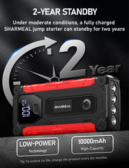 Sharmeal 7000A in-use during vehicle jump showcasing quick engine boost.