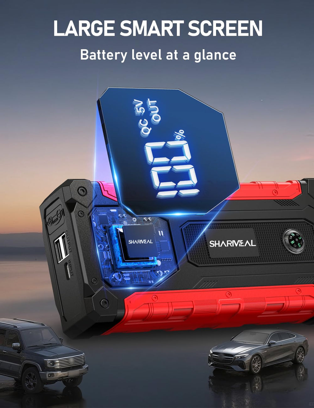 Sharmeal 7000A LED modes including Flash, Strobe, and SOS for emergencies.