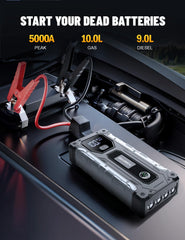 Sharmeal jump starter LED light provides roadside illumination.