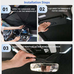 Easy installation steps for SHARPAI sun shade shown in sequence