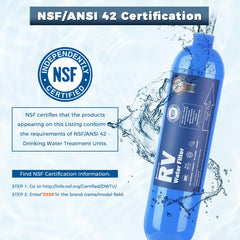 SheeChung inline hose filter showcasing 360° swivel