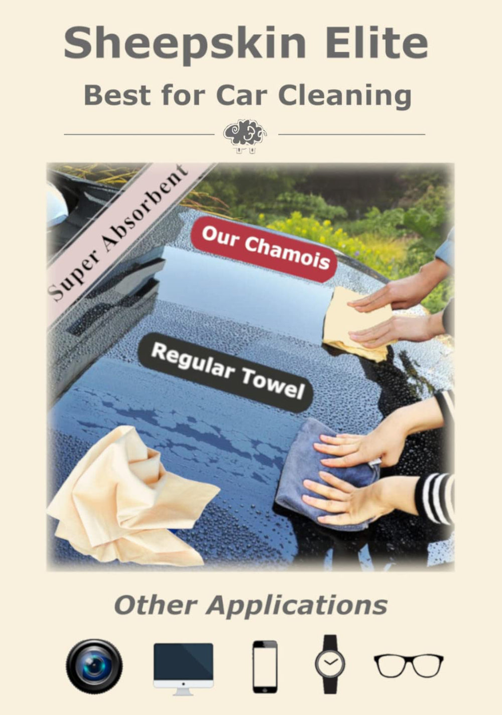 SHEEPSKIN ELITE care-ready leather chamois easy to rinse and dry.