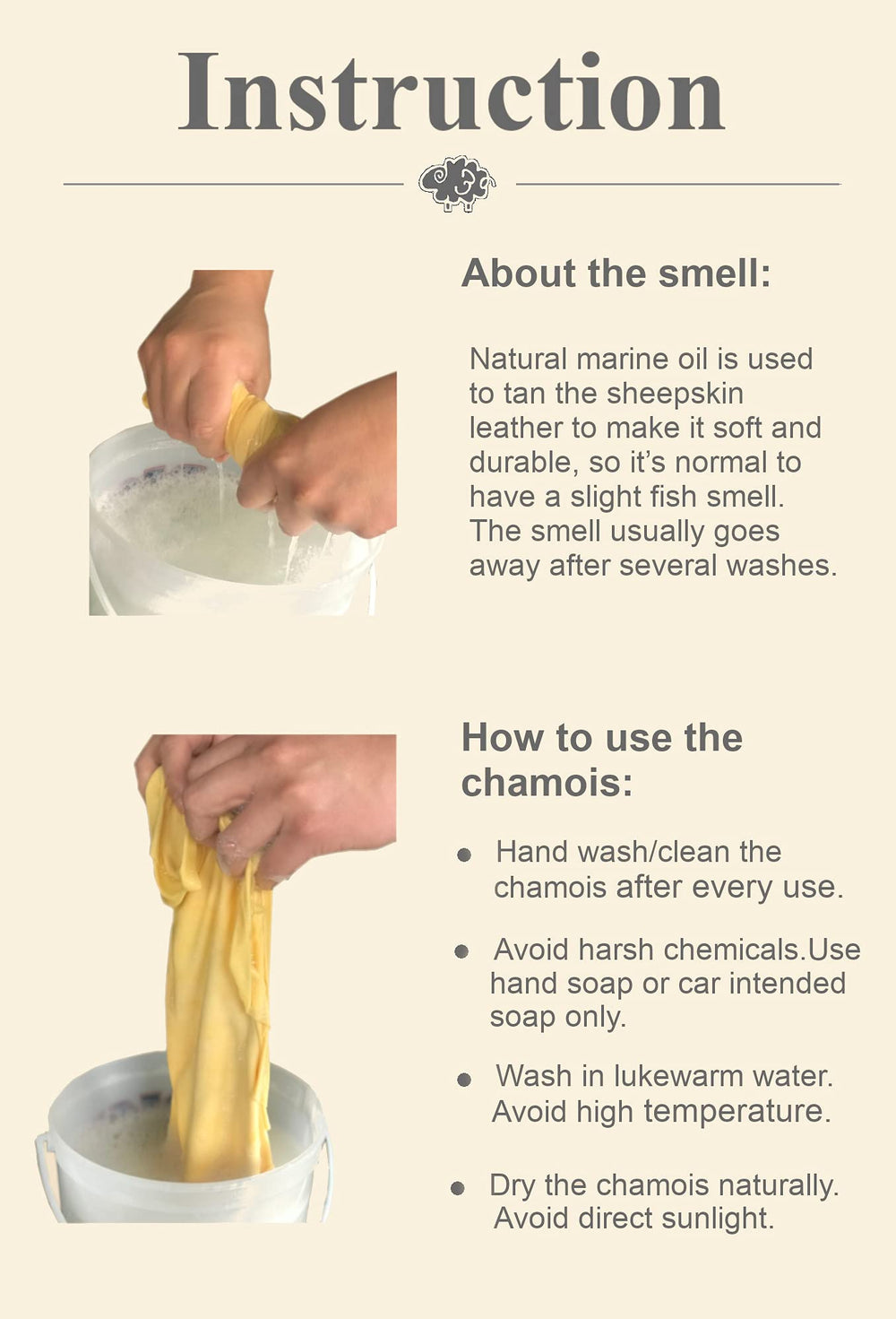 SHEEPSKIN ELITE chamois-drying-cloth ideal for cars, boats, and screens.