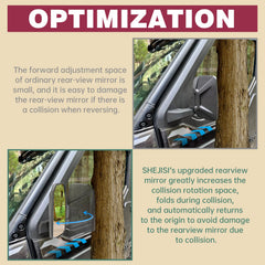 SHEJISI Ranger NorthStar-compatible mirror designed for Polaris full-door installations.