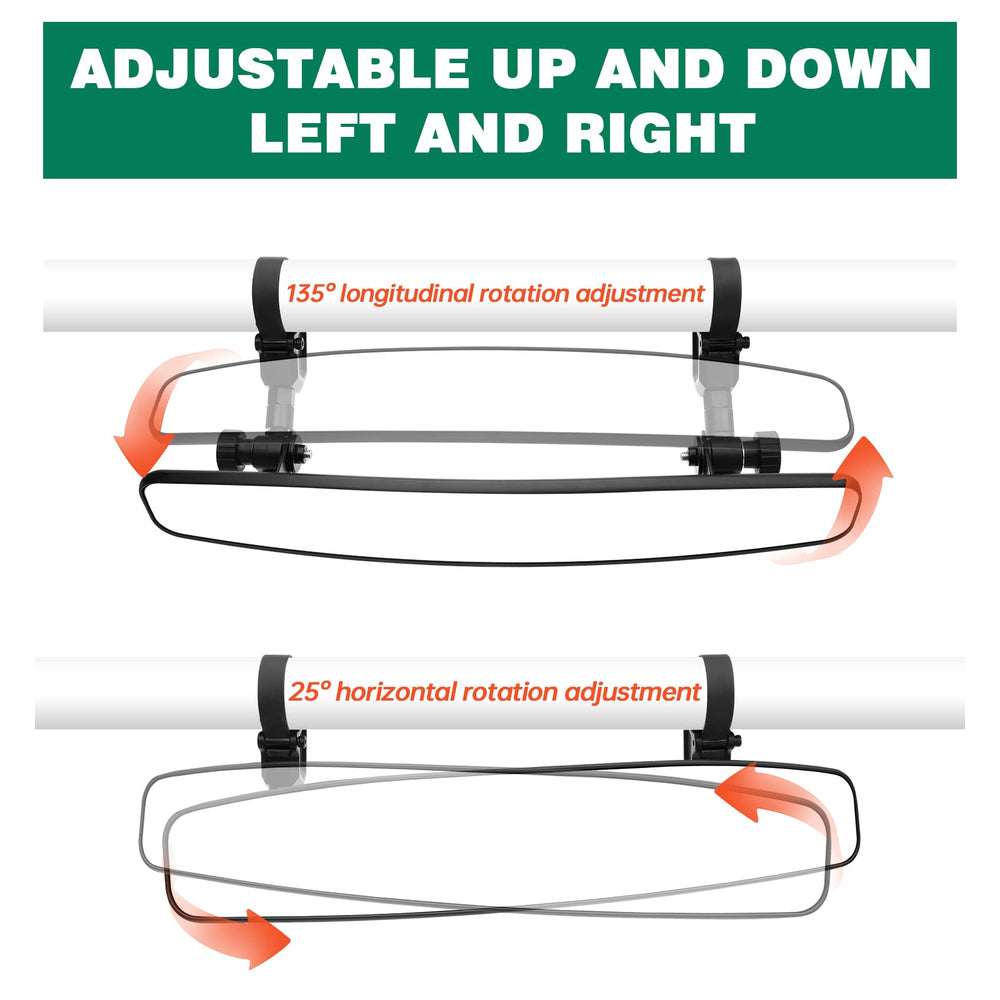 SHEJISI UTV mirror fits 1.5- to 2-inch roll cages for versatile mounting.