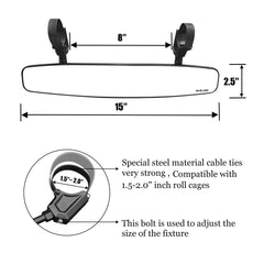 SHEJISI UTV mirror uses a rubber-backed steel fastener band for stable installation.