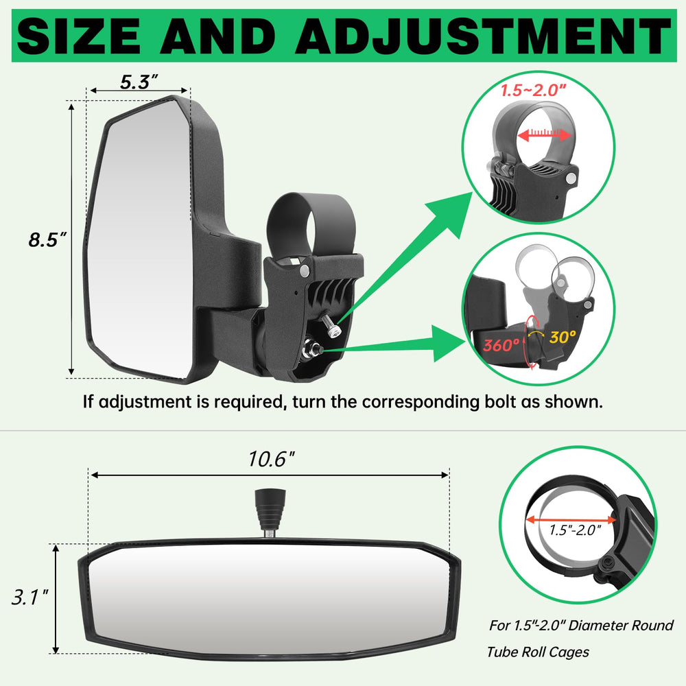 SHEJISI UTV left side mirror improves side awareness during off-road runs.