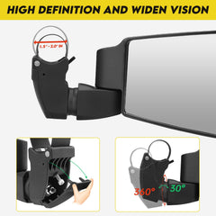 Bracket design on SHEJISI UTV mirrors preventing passenger view obstruction