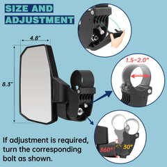 SHEJISI UTV mirrors use durable ABS shell and anti-glare convex glass
