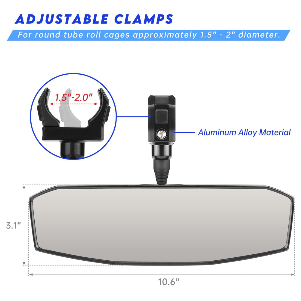 SHEJISI UTV rear view mirror with 360-degree adjustability for flexible mounting.