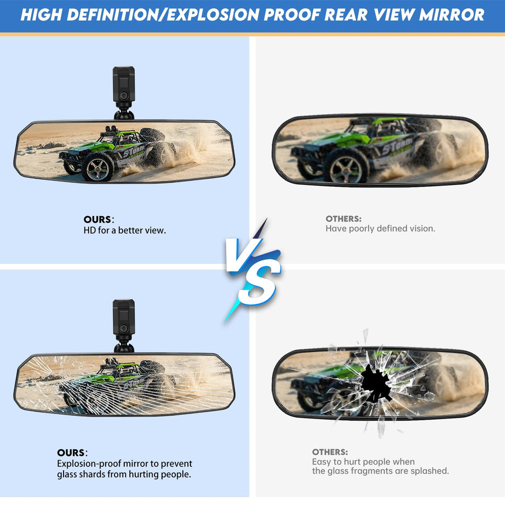 Wide-angle lens on the SHEJISI UTV mirror reduces blind spots during rides.