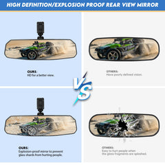 Wide-angle lens on the SHEJISI UTV mirror reduces blind spots during rides.