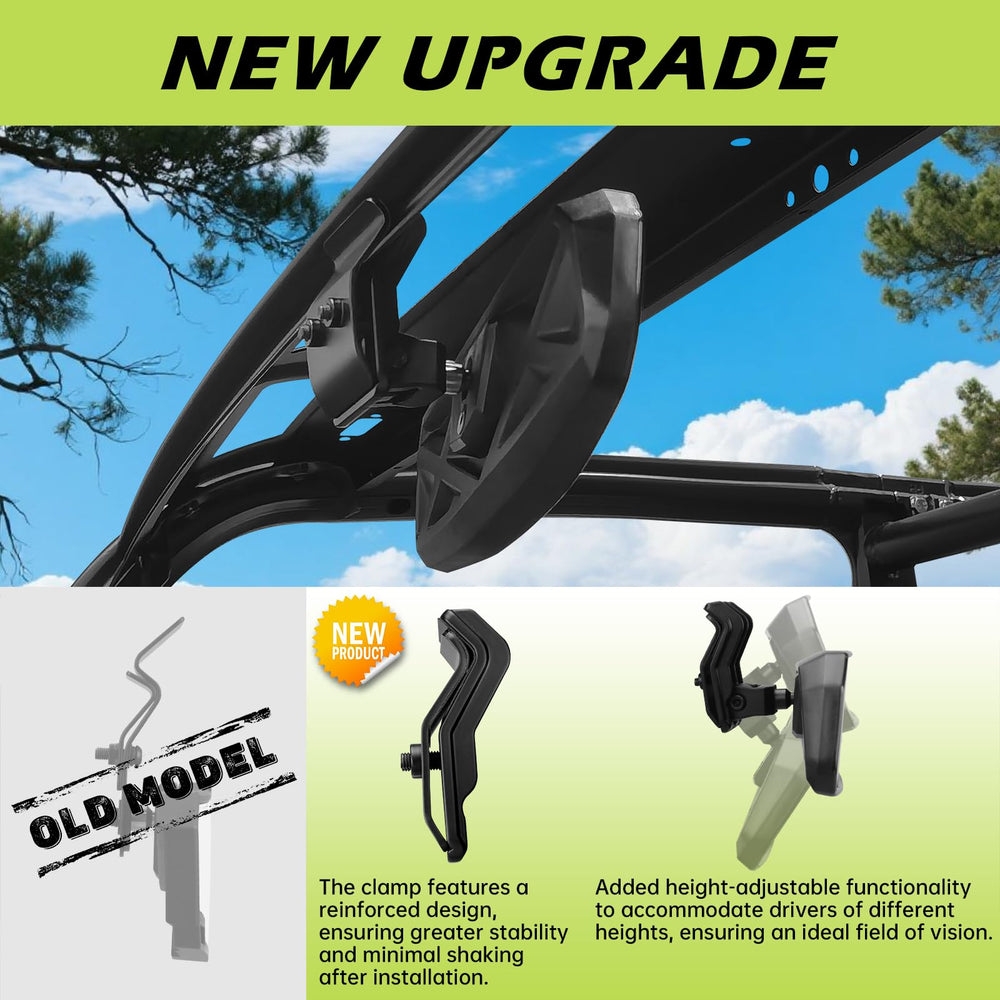 SHEJISI UTV rear view mirror with wide-angle lens for panoramic awareness.