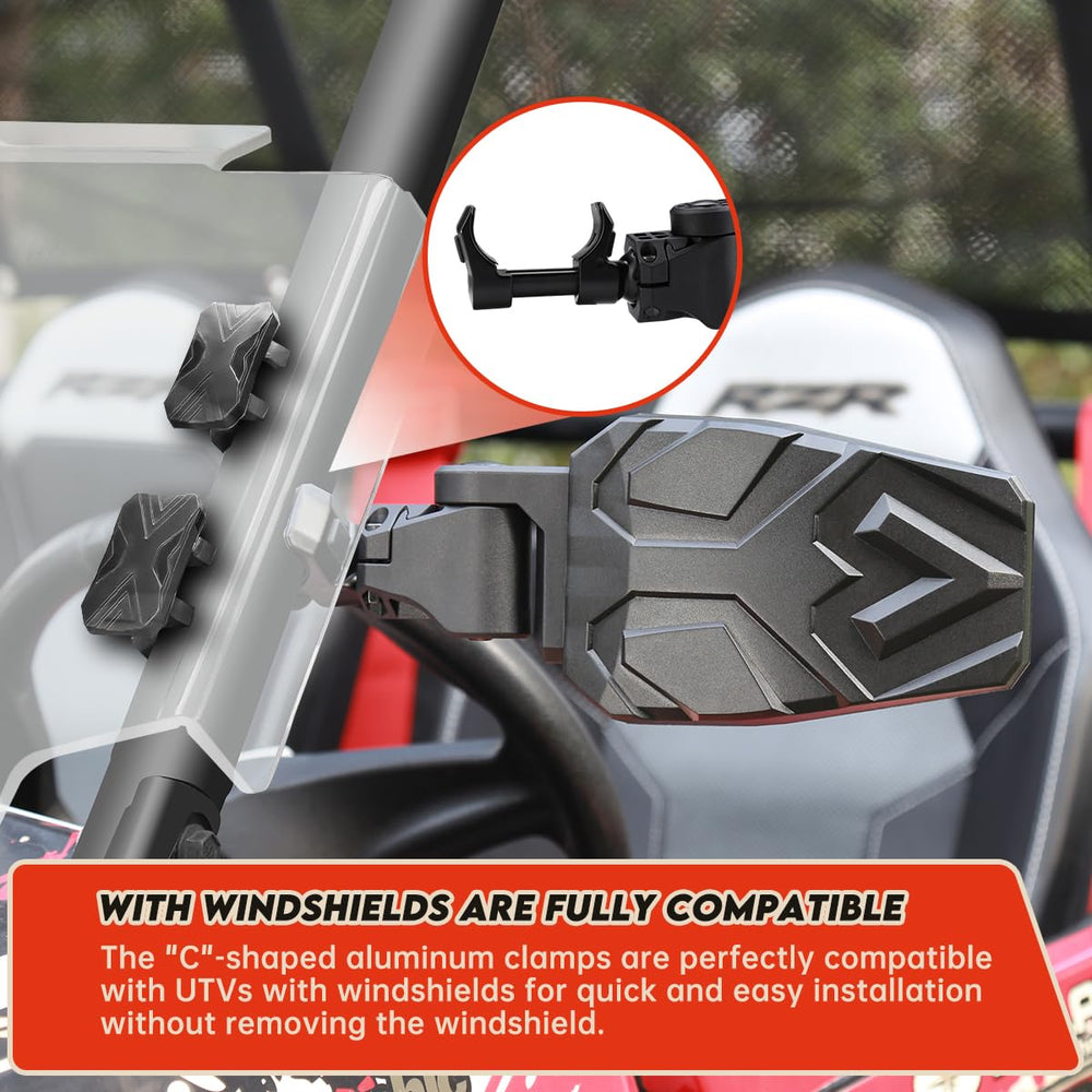 SHEJISI UTV side mirror offers 360-degree adjustment for optimal visibility