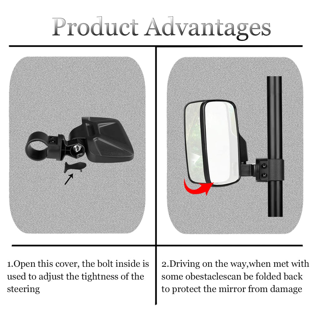 SHEJISI UTV side mirror fits 1.65–2 inch cages on roll cage demonstration