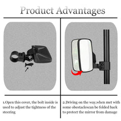 SHEJISI UTV side mirror fits 1.65–2 inch cages on roll cage demonstration