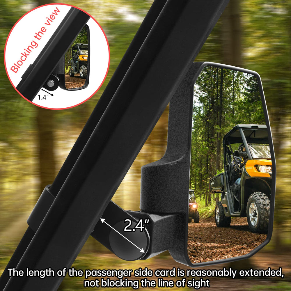 SHEJISI UTV side-mirror shell closeup reveals durable ABS housing.