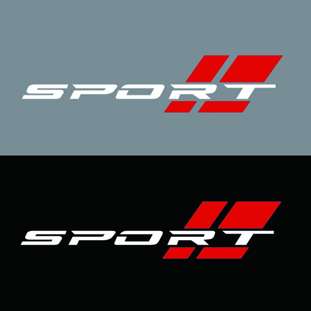 Shenwinfy white and red sport letter decal on a truck for bold visibility.