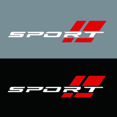 Shenwinfy white and red sport letter decal on a truck for bold visibility.