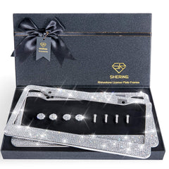 Shering Bling license plate frame sparkles in sunlight for stylish appeal