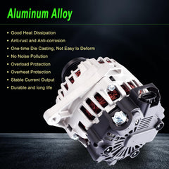 SHICHU brand label on alternator confirms authentic replacement product.
