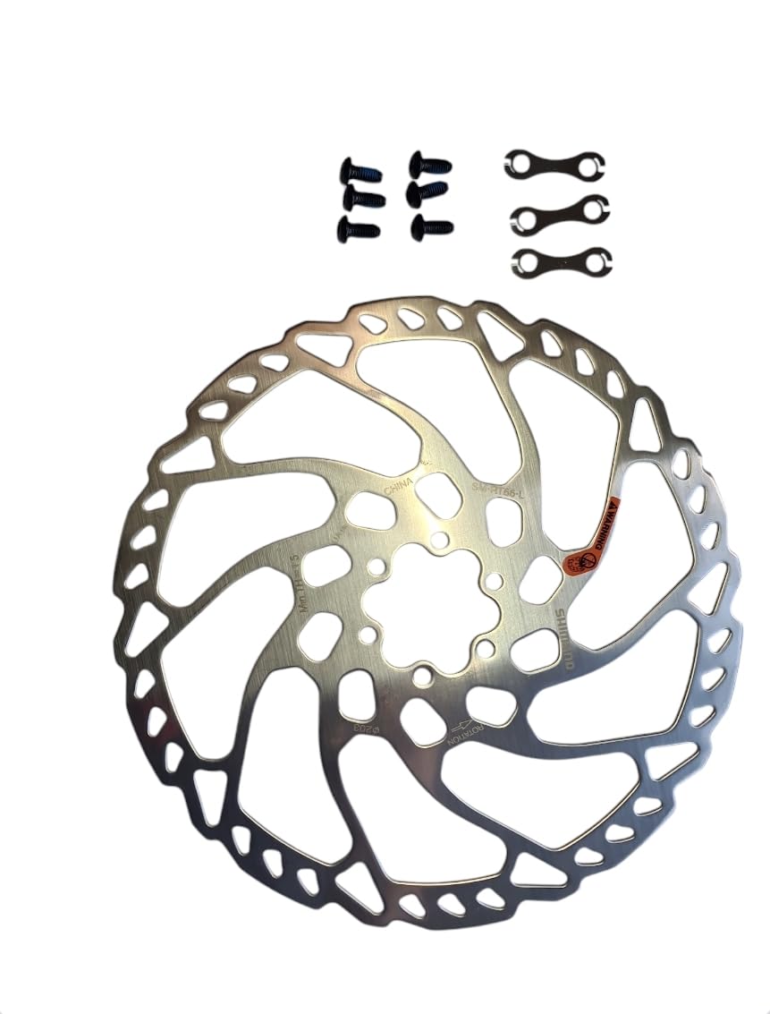 Shimano SM-RT66 203mm rotor with 6-bolt mounting for reliable braking performance.