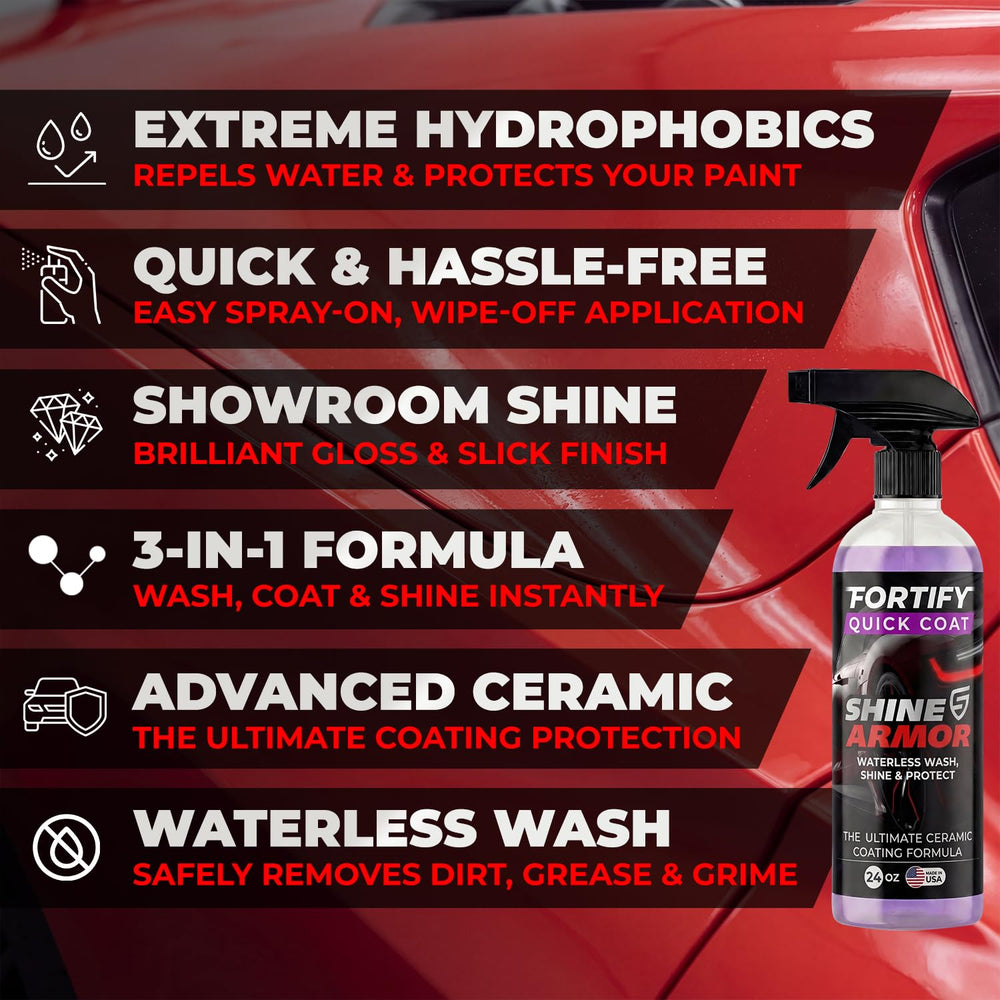 Beading water on painted surface after Fortify Quick Coat for hydrophobic protection.
