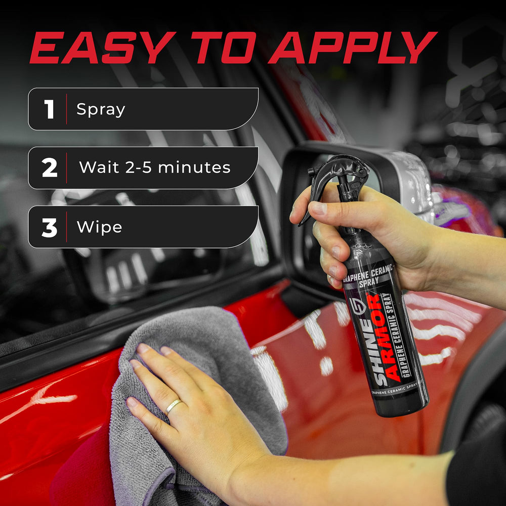 SHINE ARMOR Graphene spray protects wheels, glass, and trim on vehicles