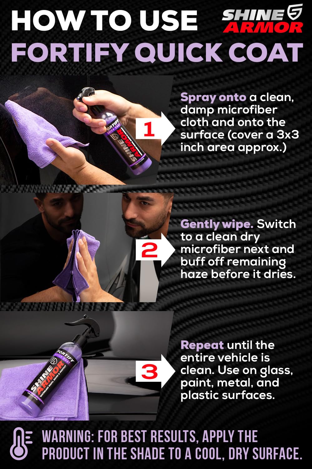 SHINE ARMOR waterless wash beads on paint for a clean, streak-free shine.
