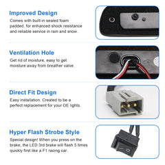 SHINEFIT 3rd brake light strobe mode activated for racing-style signaling