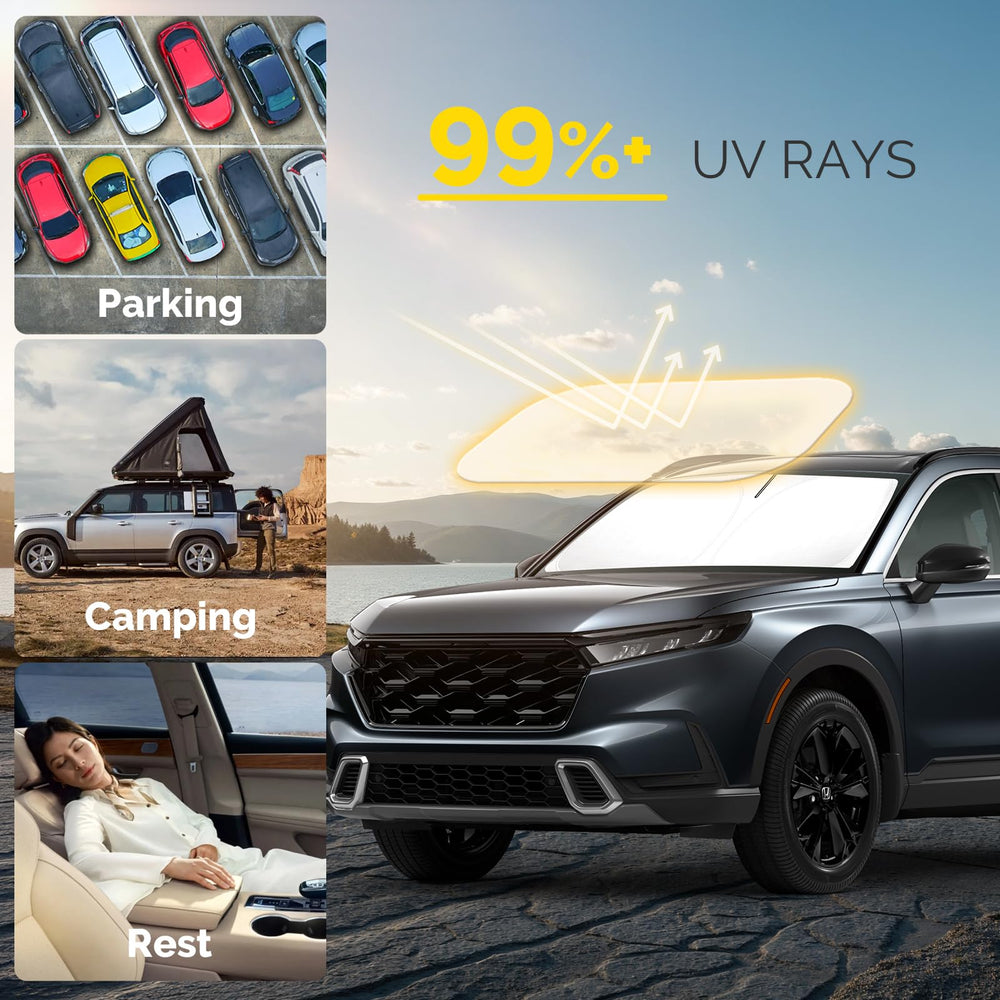 SHINEHOME CR-V sun shade folded in storage bag for easy transport.