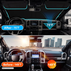 Reflective 210T fabric blocks heat and UV for a cooler cabin.