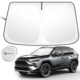 SHINEHOME Rav4 sunshade front view blocks UV rays and keeps the cabin cool.