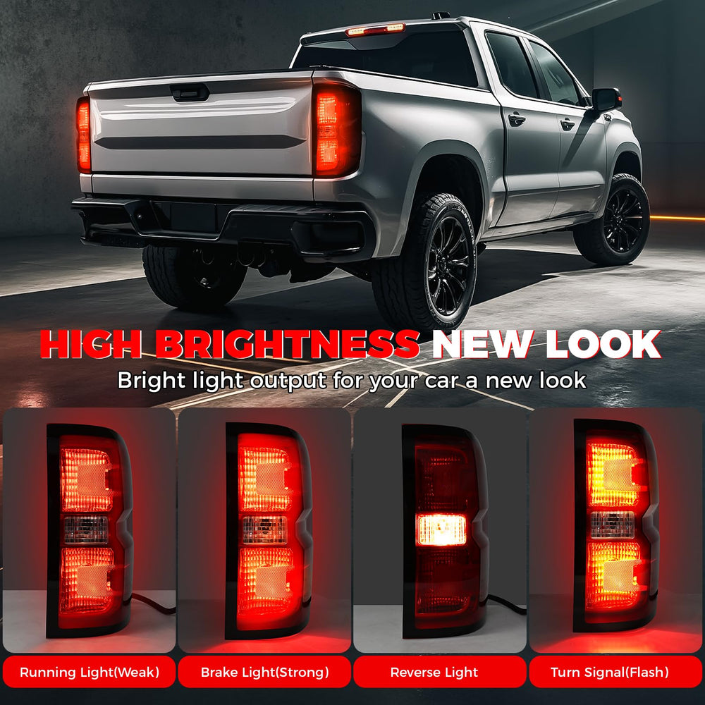 SHINEHOME Silverado tail light with four LED modes for day and night.