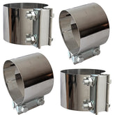 Shineyoo exhaust band clamp 4in front view shows durable 304 stainless steel construction and corrosion resistance.