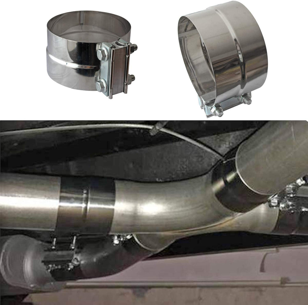 Shineyoo 5inch clamp closeup demonstrates joint connection for pipes and mufflers.